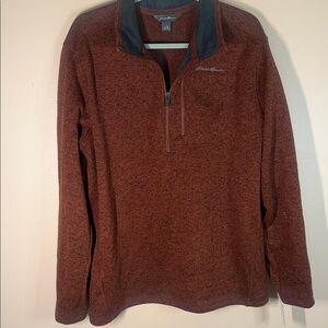 Eddie Bauer Men's Zip-Up Sweater in Deep Rust
